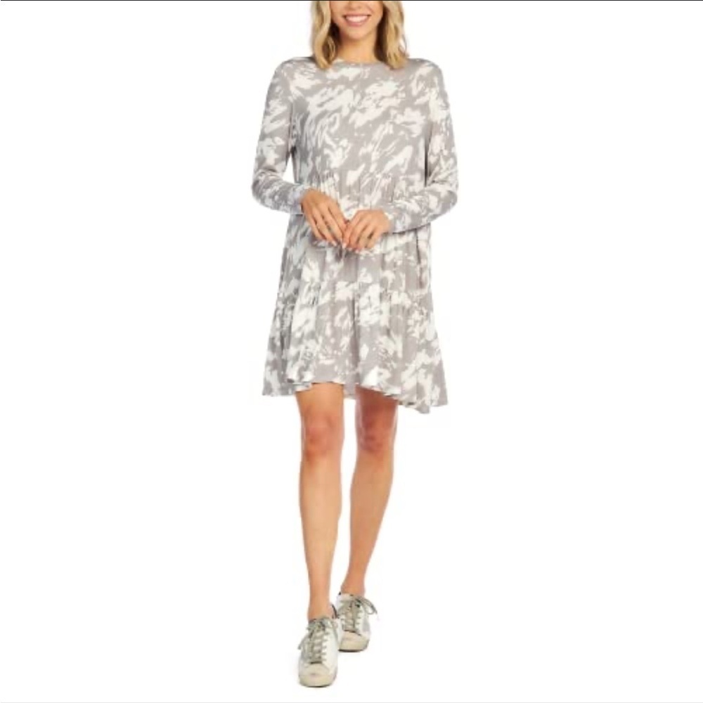 Mudpie Minnie Tiered Dress Grey White Sz Medium
